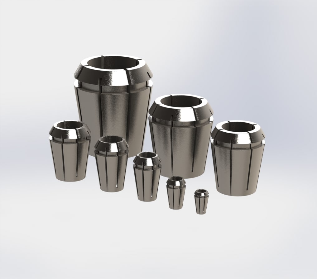 فایل سه بعدی انواع کولت فلزی | ابزار تراشکاری | استاندارد DIN 6499