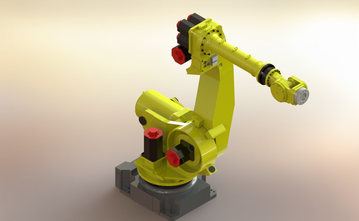 مدل طراحی شده بازوی رباتیک صنعتی