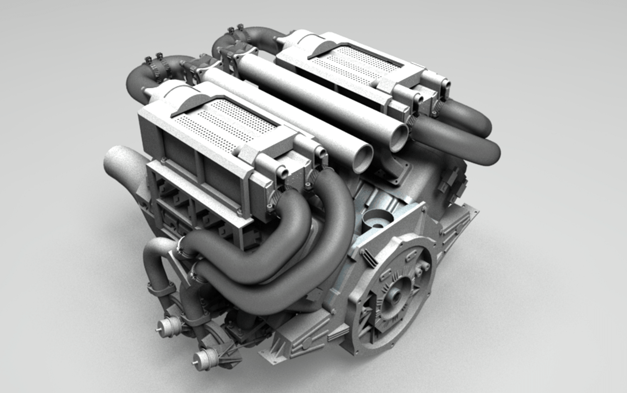 طراحی موتور بوگاتی | مدل طراحی شده موتور 16 سیلندر بوگاتی