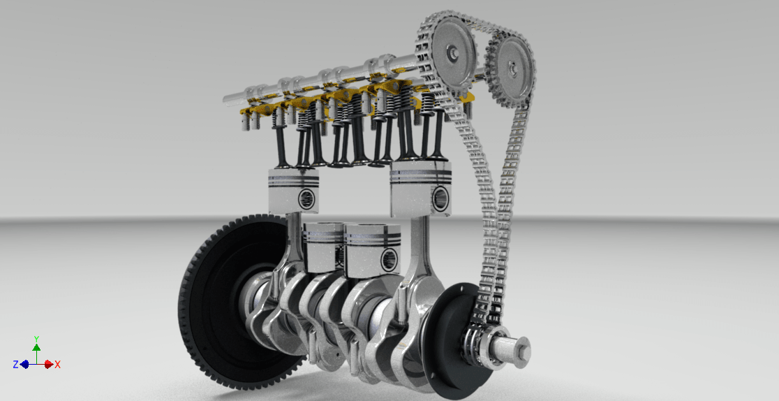 مدل طراحی شده موتور دیزلی چهار سیلندر خودرو