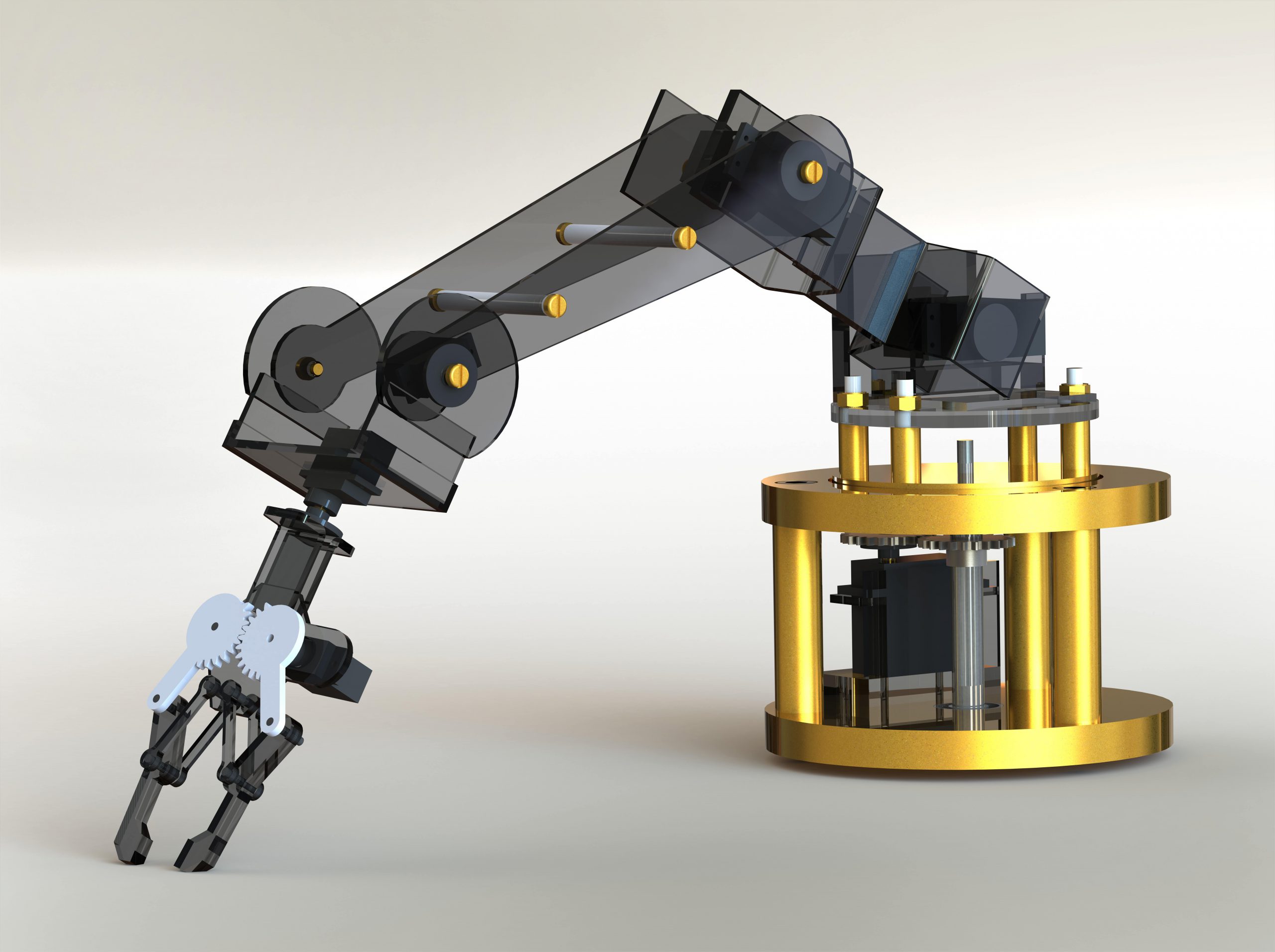 مدل طراحی شده بازوی رباتیک | مدلسازی در سالیدورک | به همراه فیلم ربات