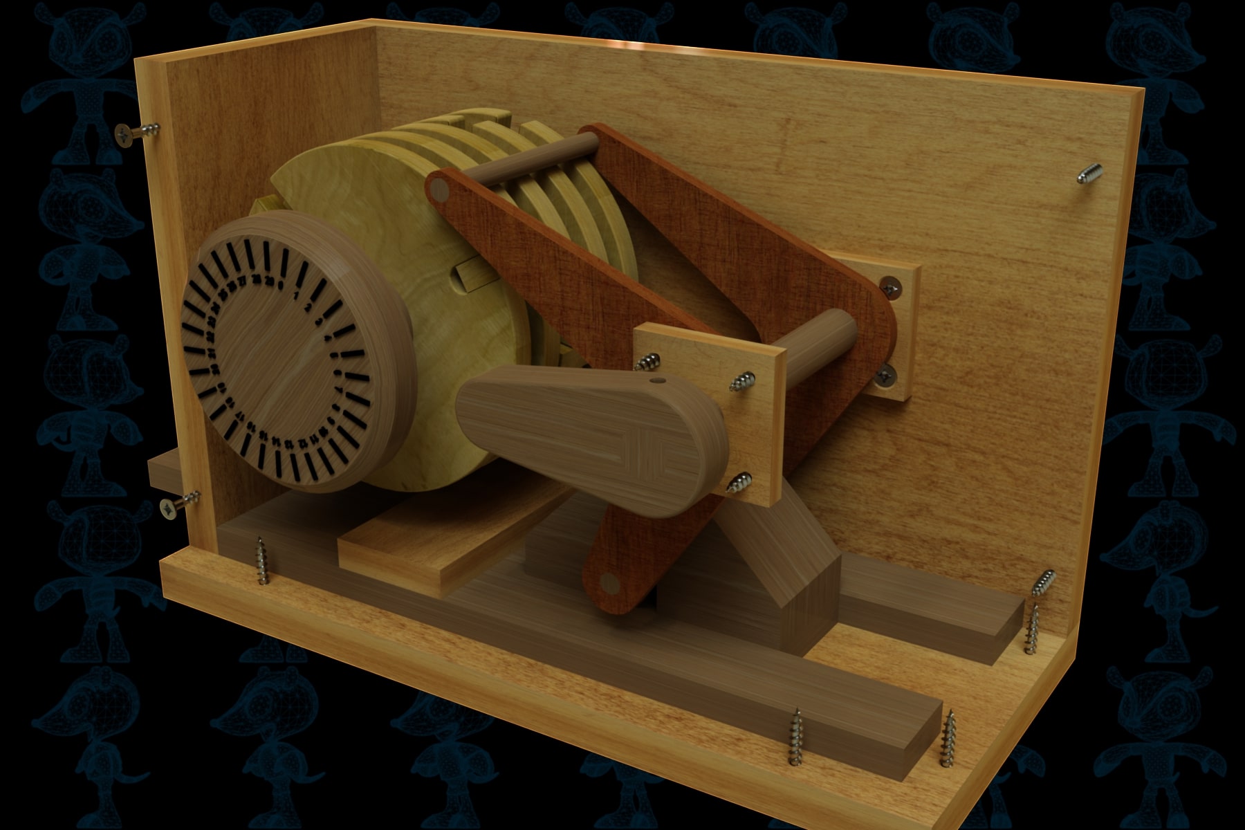 مکانیزم قفل ایمن چوبی | طراحی شده در نرم افزار سالیدورک