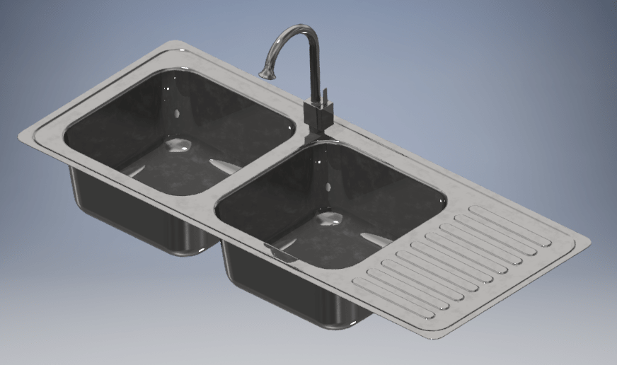 مدل سه بعدی سینک ظرفشویی | طراحی در نرم افزار اینونتور