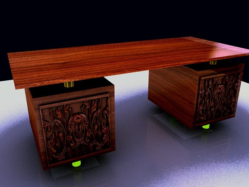 مدل 3 بعدی میز اداری کلاسیک | طراحی میز چوبی
