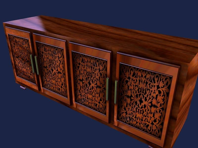 مدلسازی کنسول چوبی مدرن | طراحی 3 بعدی صنایع چوبی